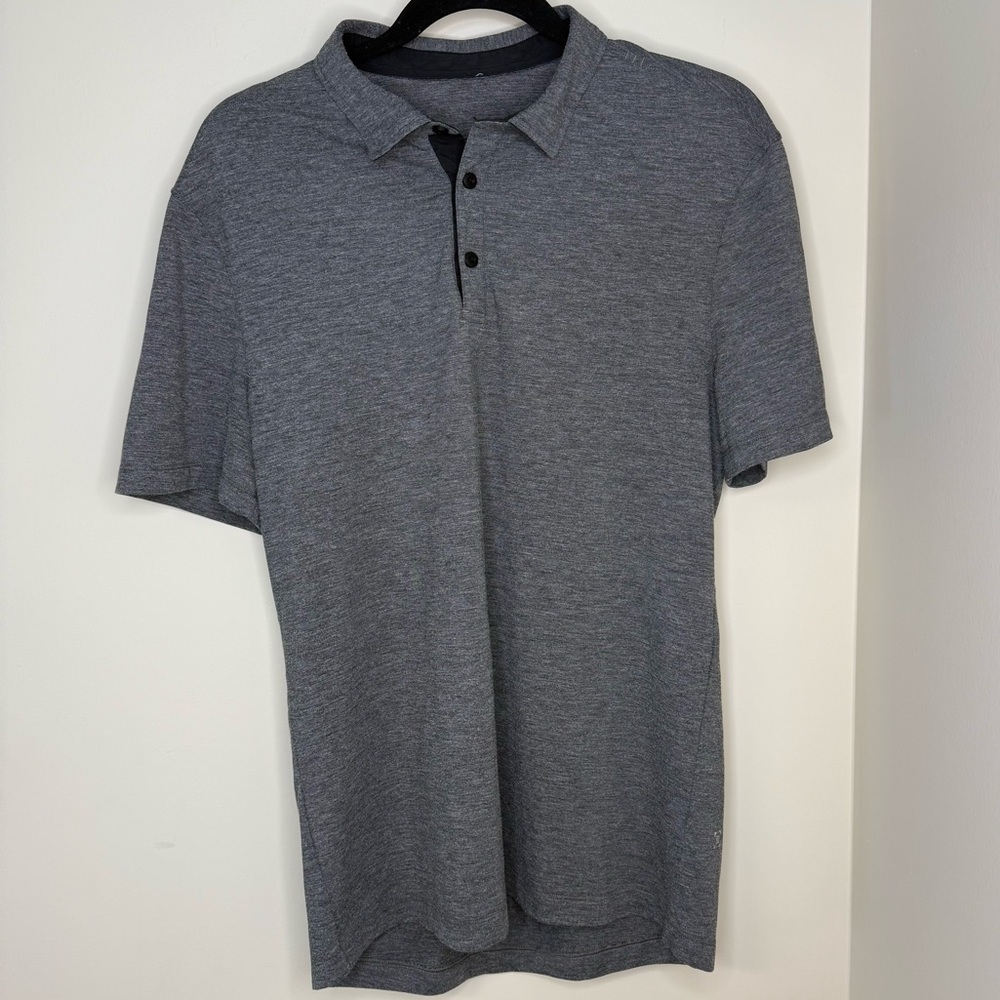 Lululemon Evolution Polo Original Release Heathered Black Medium Collared Shirt - Picture 2 of 10